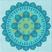 Round Patterned Light Sea Green Rug, pat1920lblu