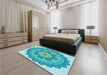 Round Machine Washable Transitional Light Sea Green Rug in a Office, wshpat1920lblu