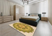 Patterned Dark Bisque Brown Rug in a Bedroom, pat1920org