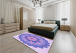 Patterned Medium Slate Blue Rug in a Bedroom, pat1920pur