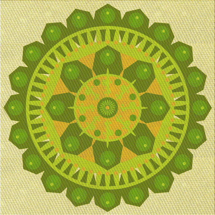 Round Patterned Dark Yellow Green Rug, pat1920yw