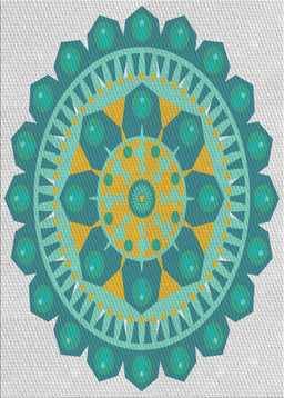 Patterned Sea Green Novelty Rug, pat1920