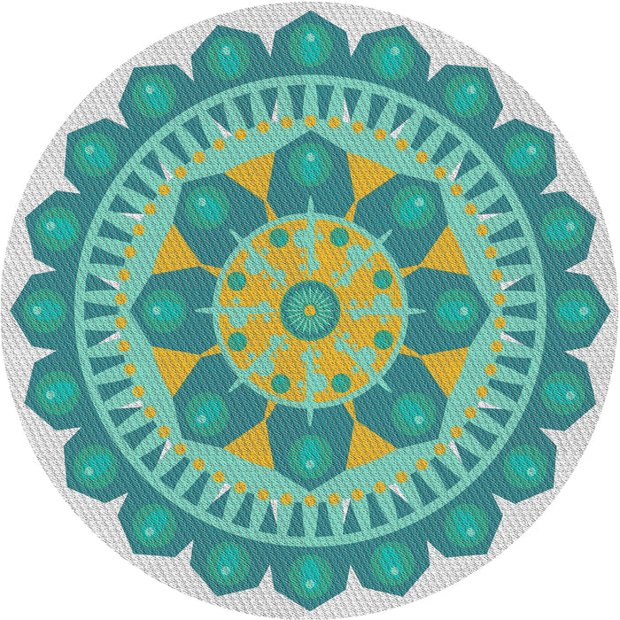 Square Machine Washable Transitional Sea Green Rug, wshpat1920