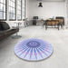 Round Patterned Blue Rug in a Office, pat1921blu