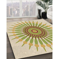 Patterned Khaki Gold Rug, pat1921brn