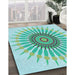 Machine Washable Transitional Aquamarine Green Rug in a Family Room, wshpat1921lblu