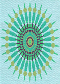 Machine Washable Transitional Aquamarine Green Rug, wshpat1921lblu