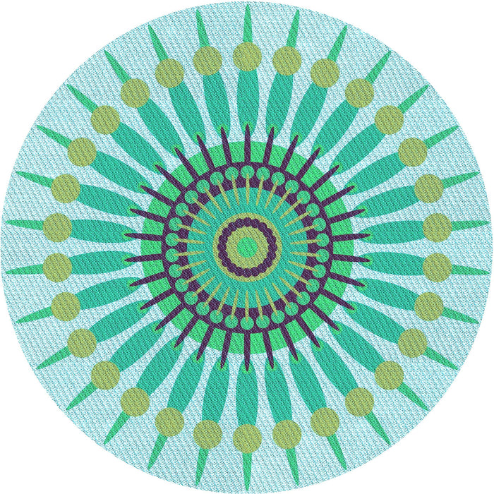 Square Machine Washable Transitional Aquamarine Green Rug in a Living Room, wshpat1921lblu