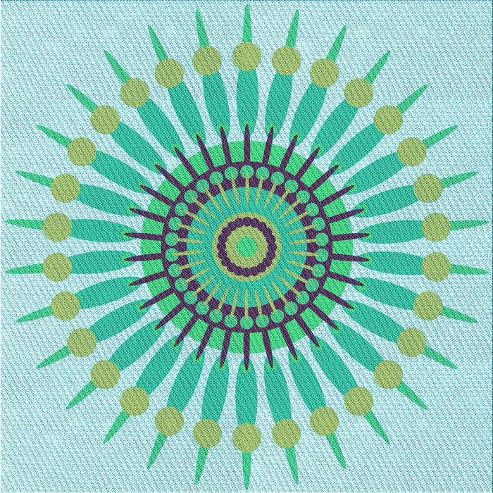 Round Patterned Aquamarine Green Rug, pat1921lblu