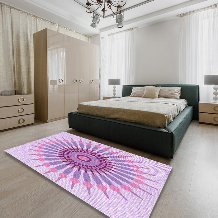 Patterned Purple Rug in a Bedroom, pat1921pur