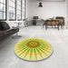 Round Patterned Tea Green Rug in a Office, pat1921yw