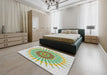 Machine Washable Transitional Khaki Green Rug in a Bedroom, wshpat1921