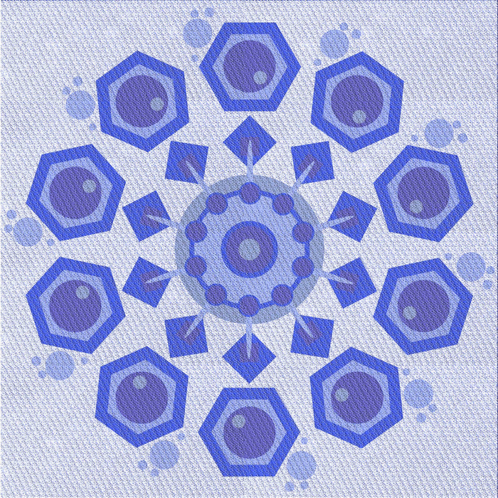 Round Patterned Blue Rug, pat1922blu