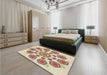 Patterned Khaki Gold Rug in a Bedroom, pat1922brn