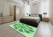 Round Machine Washable Transitional Jade Green Rug in a Office, wshpat1922grn