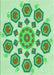 Machine Washable Transitional Jade Green Rug, wshpat1922grn