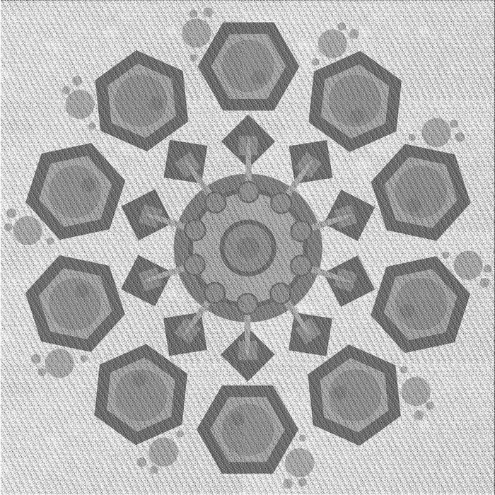 Round Patterned Gray Rug, pat1922gry