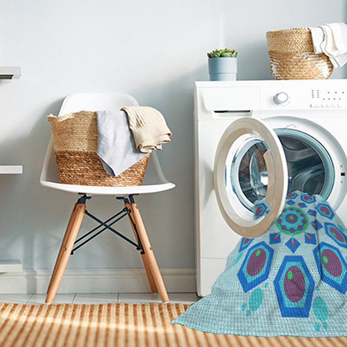 Machine Washable Transitional Blue Rug in a Washing Machine, wshpat1922lblu