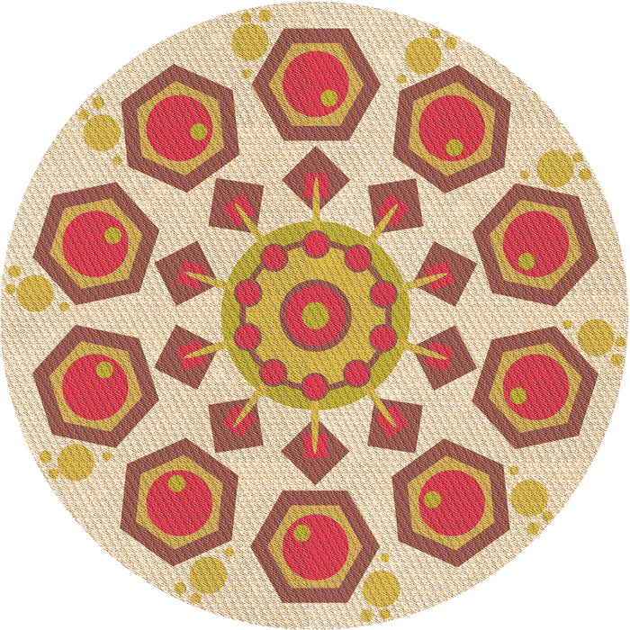 Square Patterned Khaki Gold Rug, pat1922org