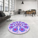 Round Patterned Blossom Pink Rug in a Office, pat1922pur