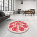 Round Patterned Pink Rug in a Office, pat1922rd