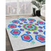 Patterned Pale Blue Novelty Rug in Family Room, pat1922