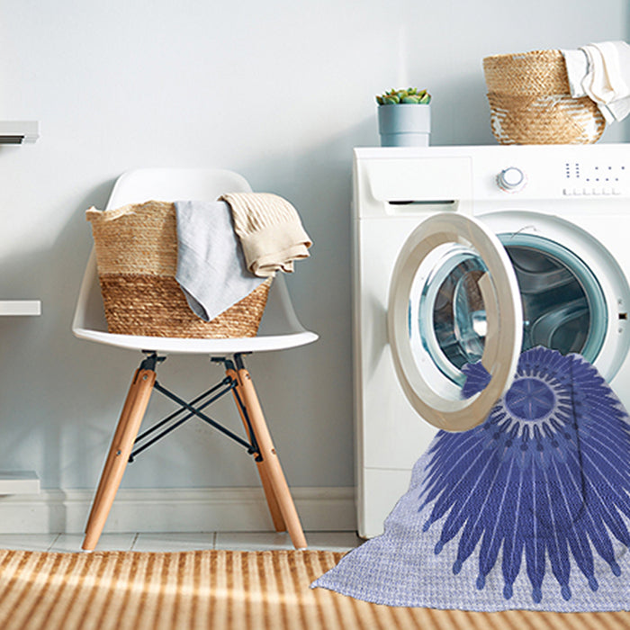 Machine Washable Transitional Blue Rug in a Washing Machine, wshpat1923blu