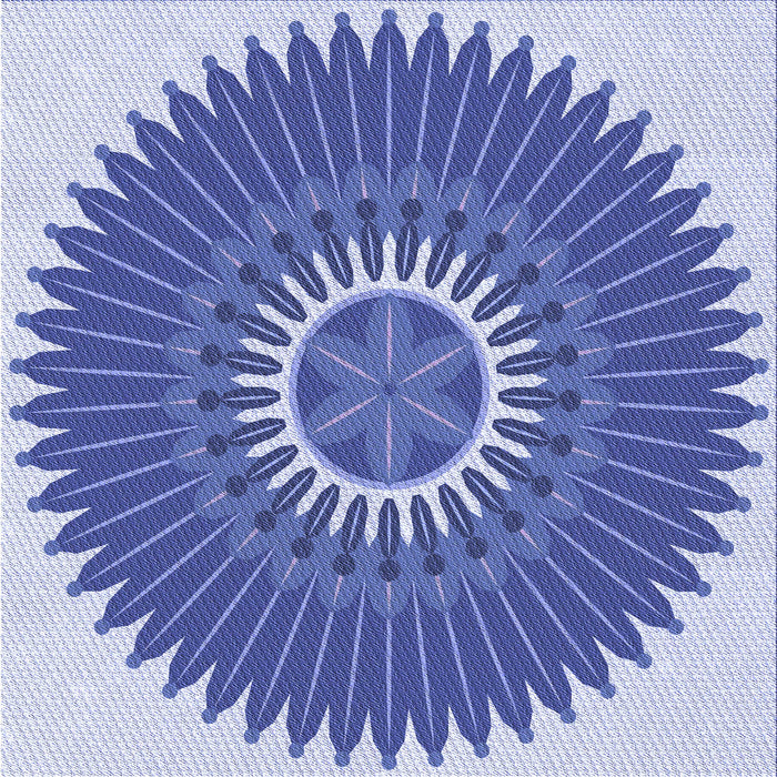 Round Patterned Blue Rug, pat1923blu