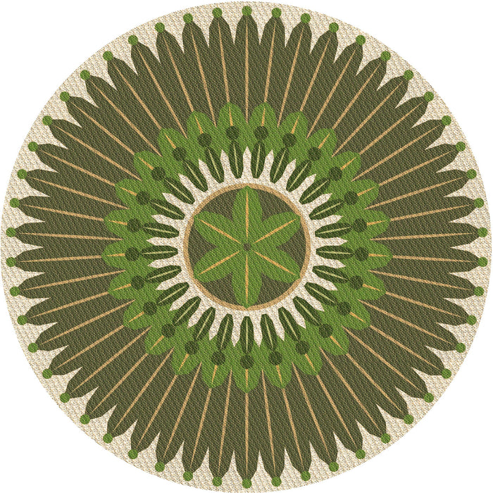 Square Machine Washable Transitional Ginger Brown Green Rug in a Living Room, wshpat1923brn