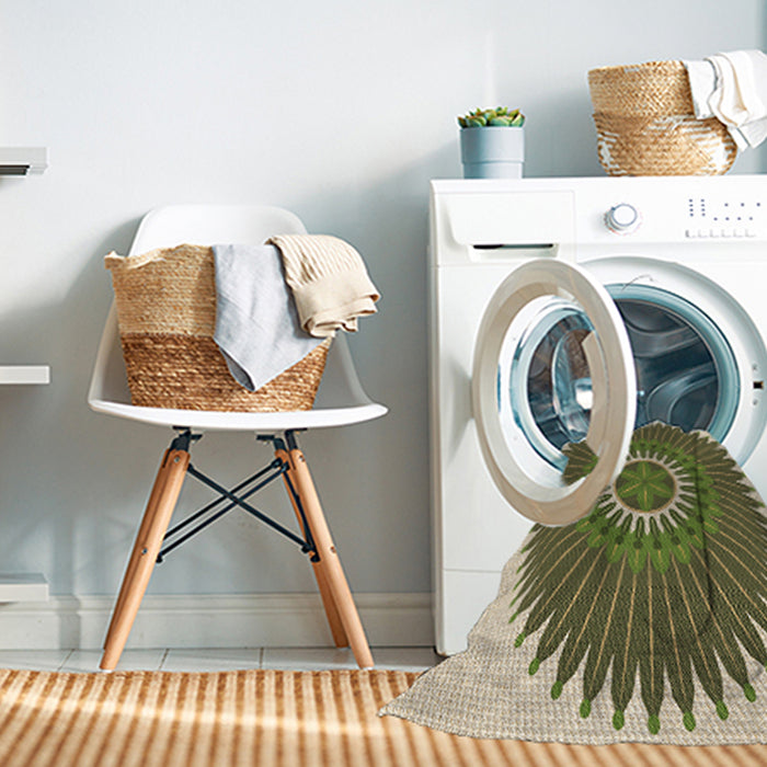 Machine Washable Transitional Ginger Brown Green Rug in a Washing Machine, wshpat1923brn