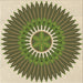 Round Patterned Ginger Brown Green Rug, pat1923brn