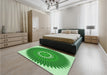 Round Machine Washable Transitional Jade Green Rug in a Office, wshpat1923grn