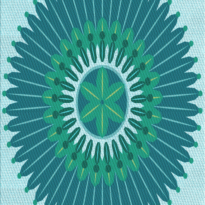 Machine Washable Transitional Dark Cyan Green Rug, wshpat1923lblu