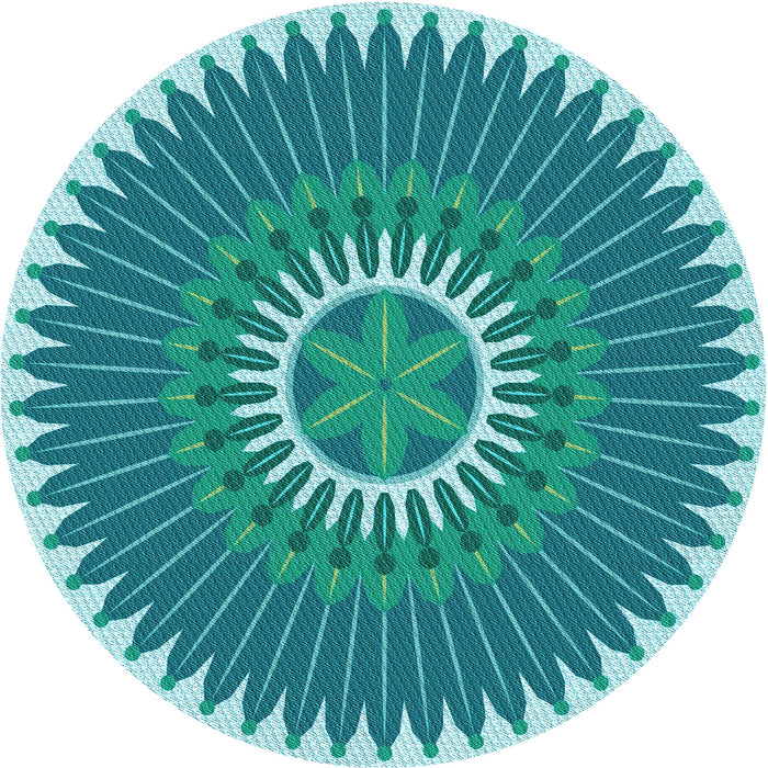 Square Machine Washable Transitional Dark Cyan Green Rug in a Living Room, wshpat1923lblu