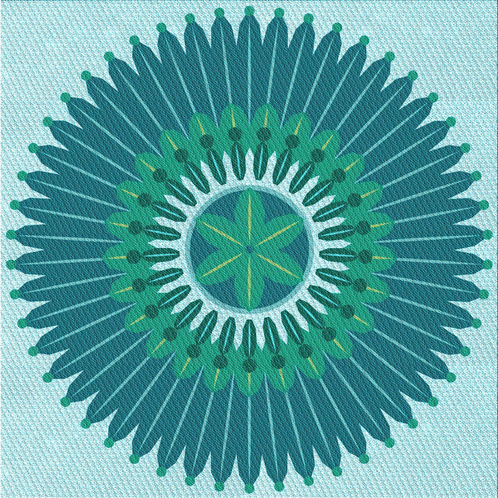 Round Machine Washable Transitional Dark Cyan Green Rug, wshpat1923lblu