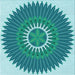 Round Machine Washable Transitional Dark Cyan Green Rug, wshpat1923lblu