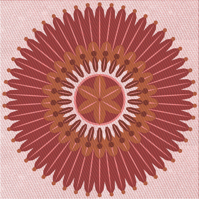 Round Machine Washable Transitional Pastel Pink Rug, wshpat1923rd