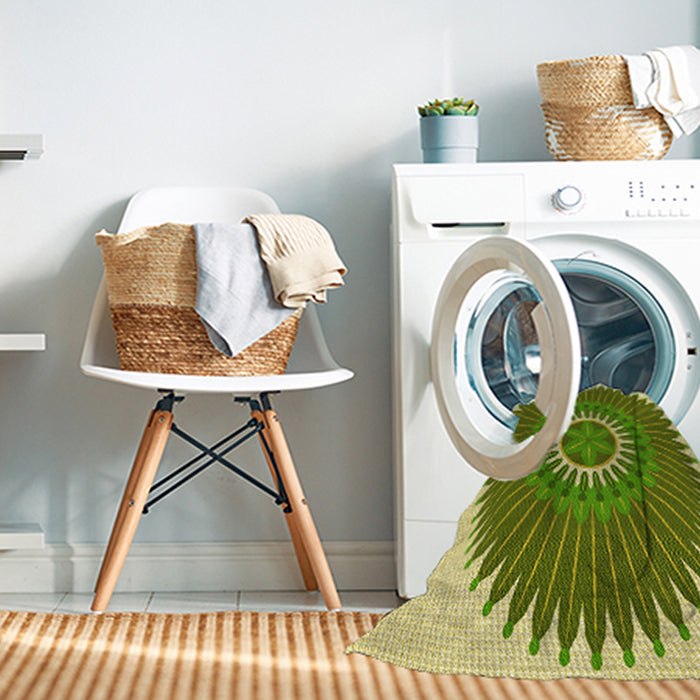 Machine Washable Transitional Green Rug in a Washing Machine, wshpat1923yw