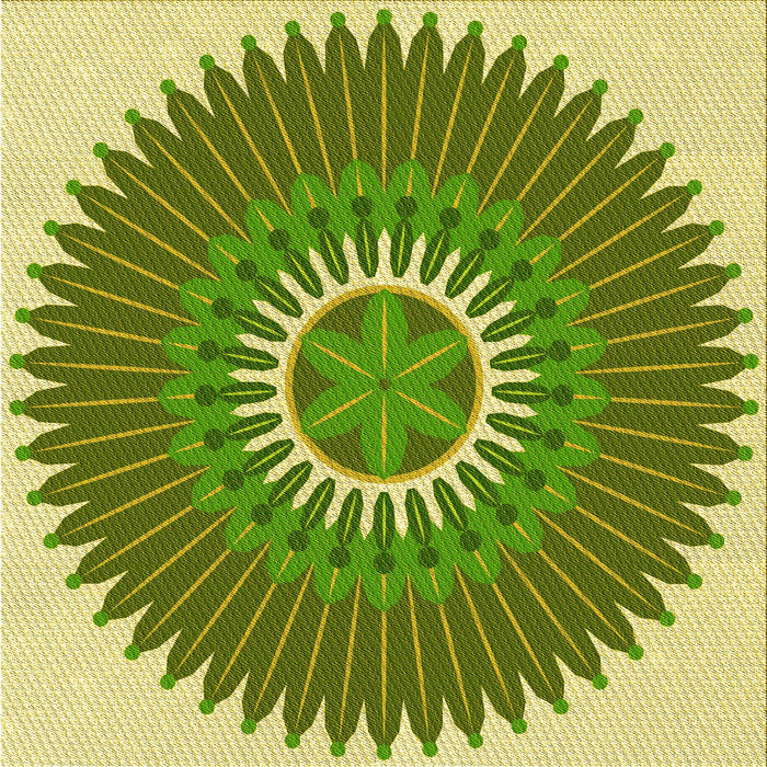 Round Machine Washable Transitional Green Rug, wshpat1923yw