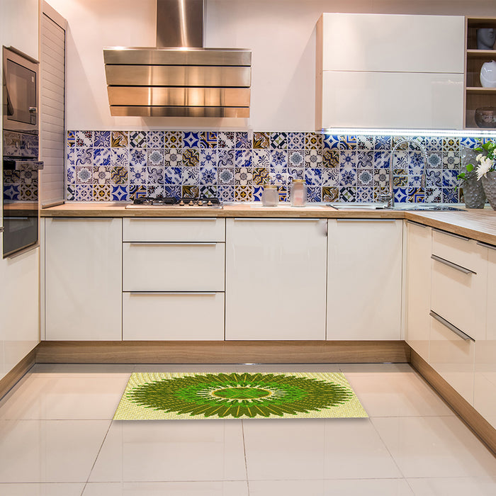 Patterned Green Rug in a Kitchen, pat1923yw