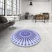 Round Patterned Periwinkle Purple Rug in a Office, pat1924blu