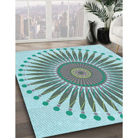 Patterned Sea Green Rug, pat1924lblu