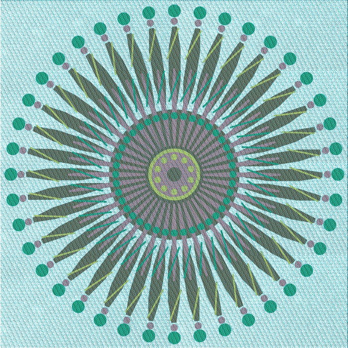 Round Patterned Sea Green Rug, pat1924lblu
