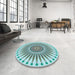 Round Patterned Sea Green Rug in a Office, pat1924lblu