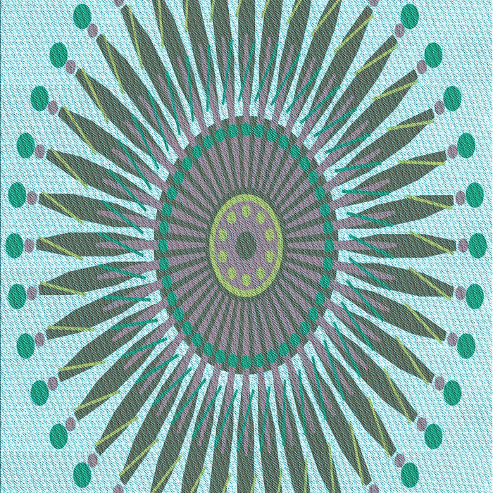 Machine Washable Transitional Green Rug, wshpat1924lblu