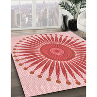 Patterned Deep Rose Pink Rug, pat1924rd