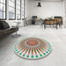 Round Patterned Gray Novelty Rug in a Office, pat1924