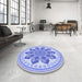 Round Patterned Light Slate Blue Rug in a Office, pat1925blu