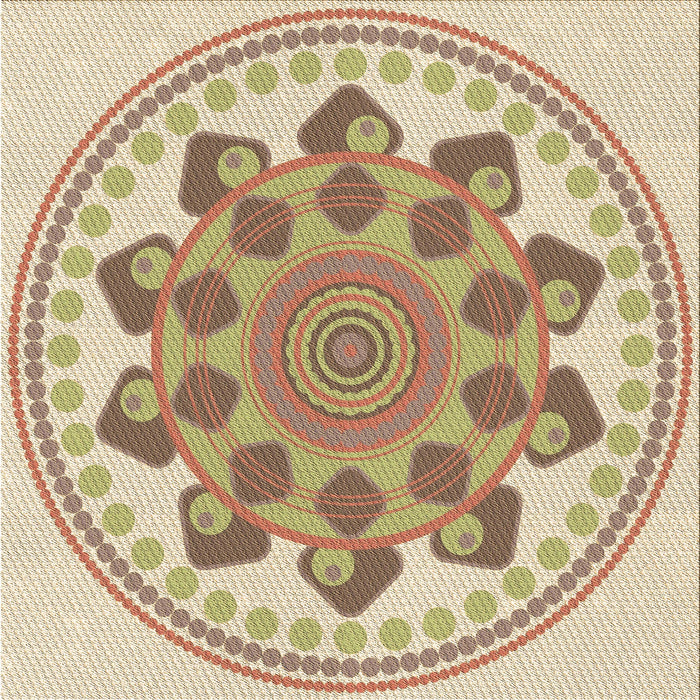 Round Machine Washable Transitional Khaki Gold Rug, wshpat1925brn