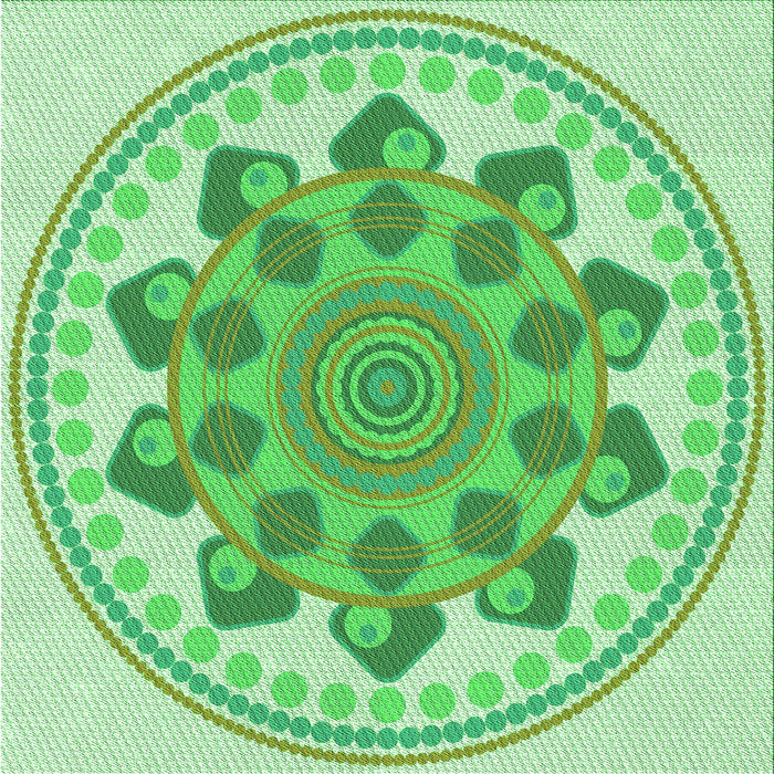 Round Patterned Jade Green Rug, pat1925grn
